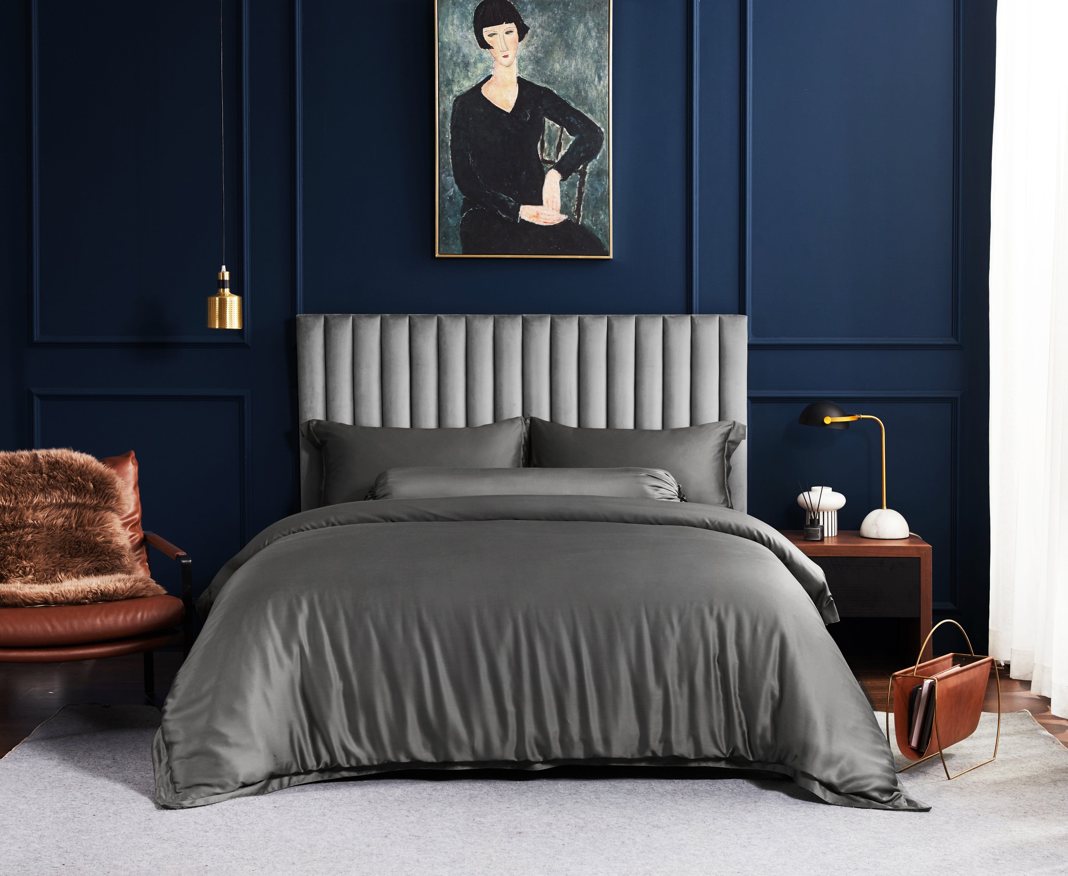 Palais Suite TENCEL™ LF Monsoon Grey Fitted Sheet Set (come with Bolster Case) Fitted Sheet Set Palais Suite™