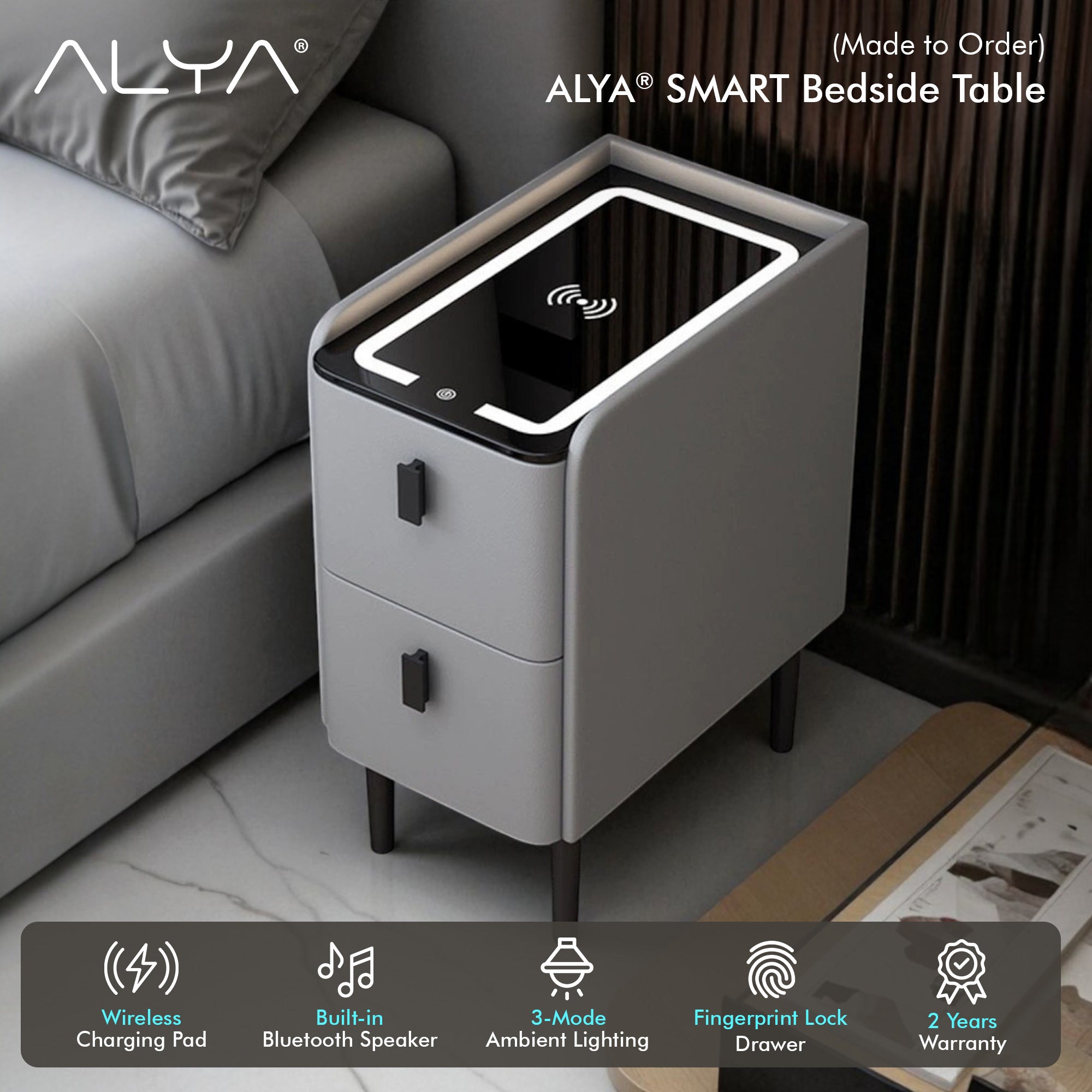 (Made to Order) ALYA® SMART Bedside Table