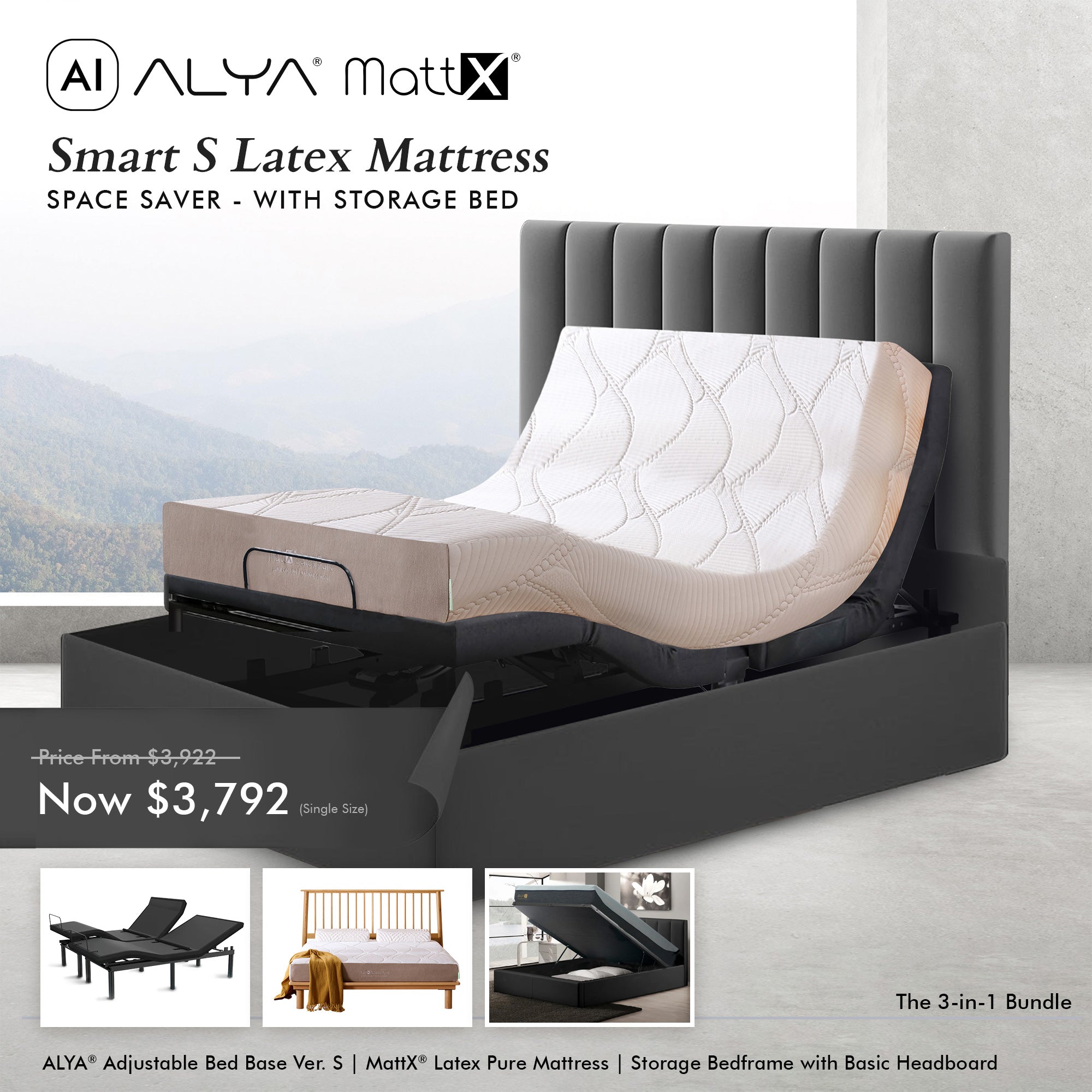 Space Saver Bundle - Smart S Latex Storage Bed