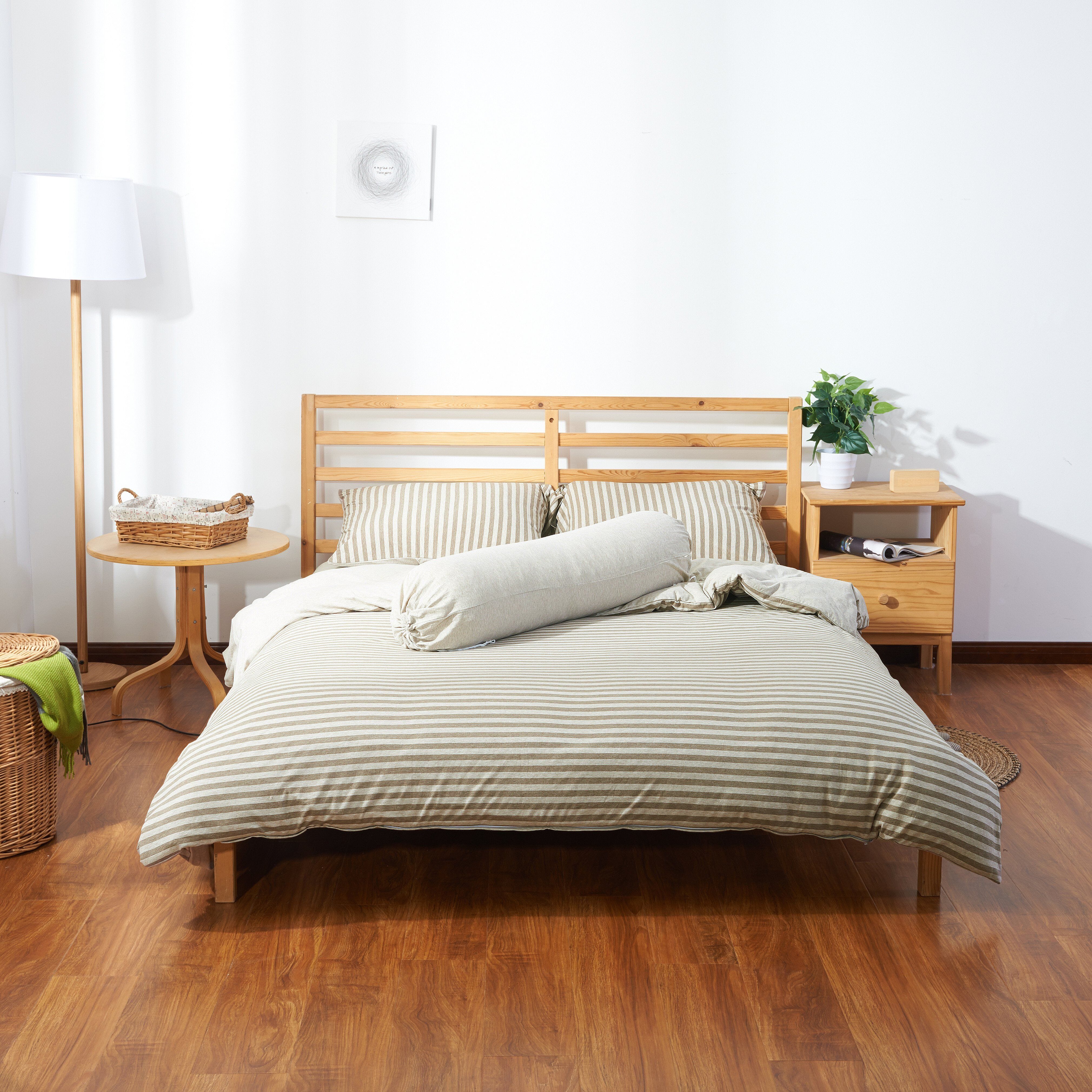 Cotton Pure™ Brownie Beige Stripe Jersey Cotton Bundle Bed Set Bundle Bed Set Cotton Pure™