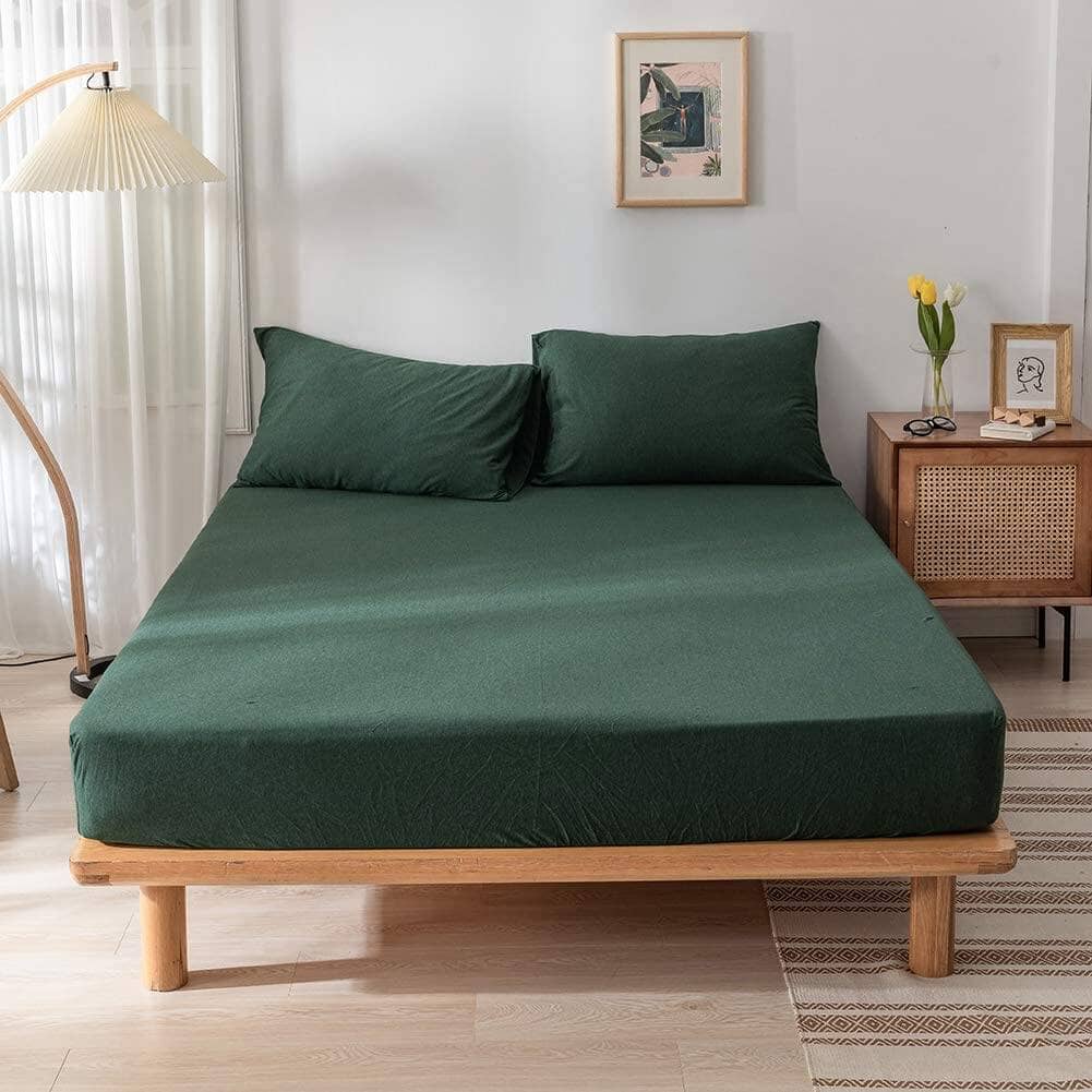 Cotton Pure™ Verde Green Jersey Cotton Bundle Bed Set Bundle Bed Set Cotton Pure™