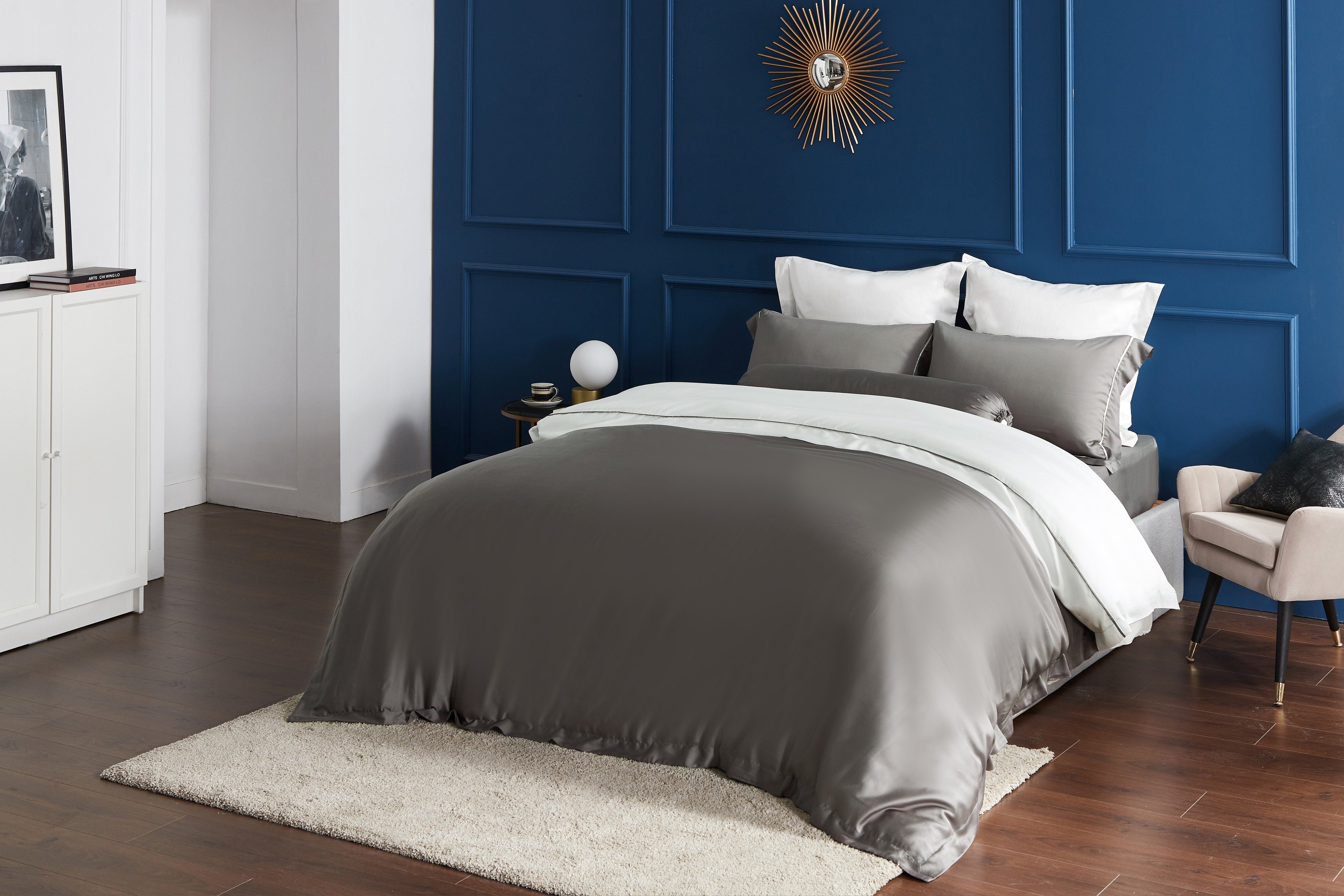 Palais Suite TENCEL™ LF Steel Gray Fitted Sheet Set - Affairs Living Pte. Ltd.