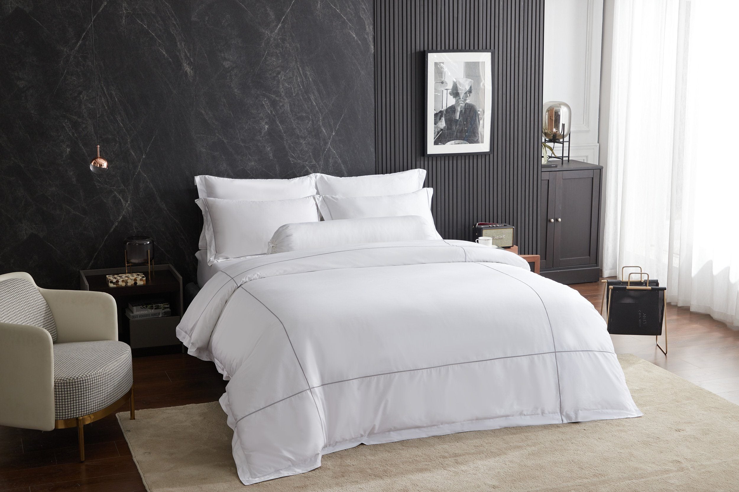 Hotelier Prestigio™ Alvar With Grey Cross Border Fitted Sheet Set - Affairs Living Pte. Ltd.