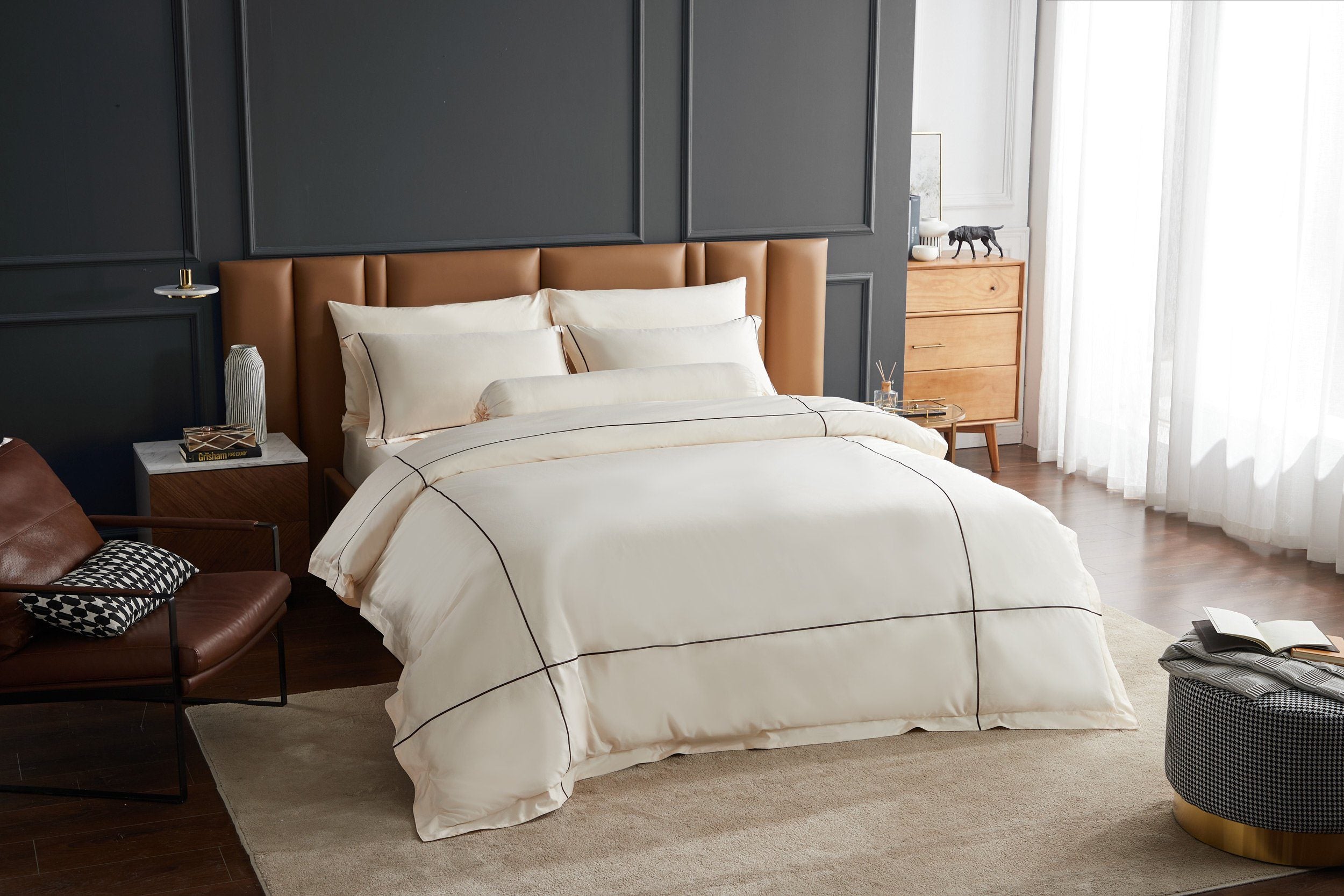 Hotelier Prestigio™ Freya With Umber Cross Border Fitted Sheet Set - Affairs Living Pte. Ltd.