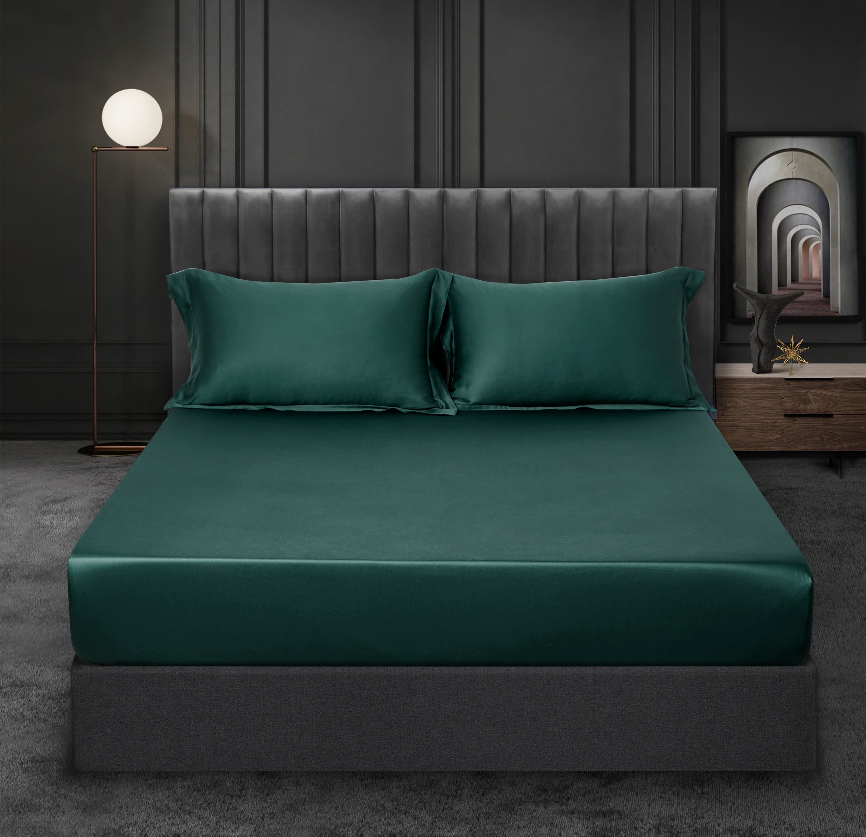 Palais Suite TENCEL™ LF Emerald Green Fitted Sheet Set - Affairs Living Pte. Ltd.