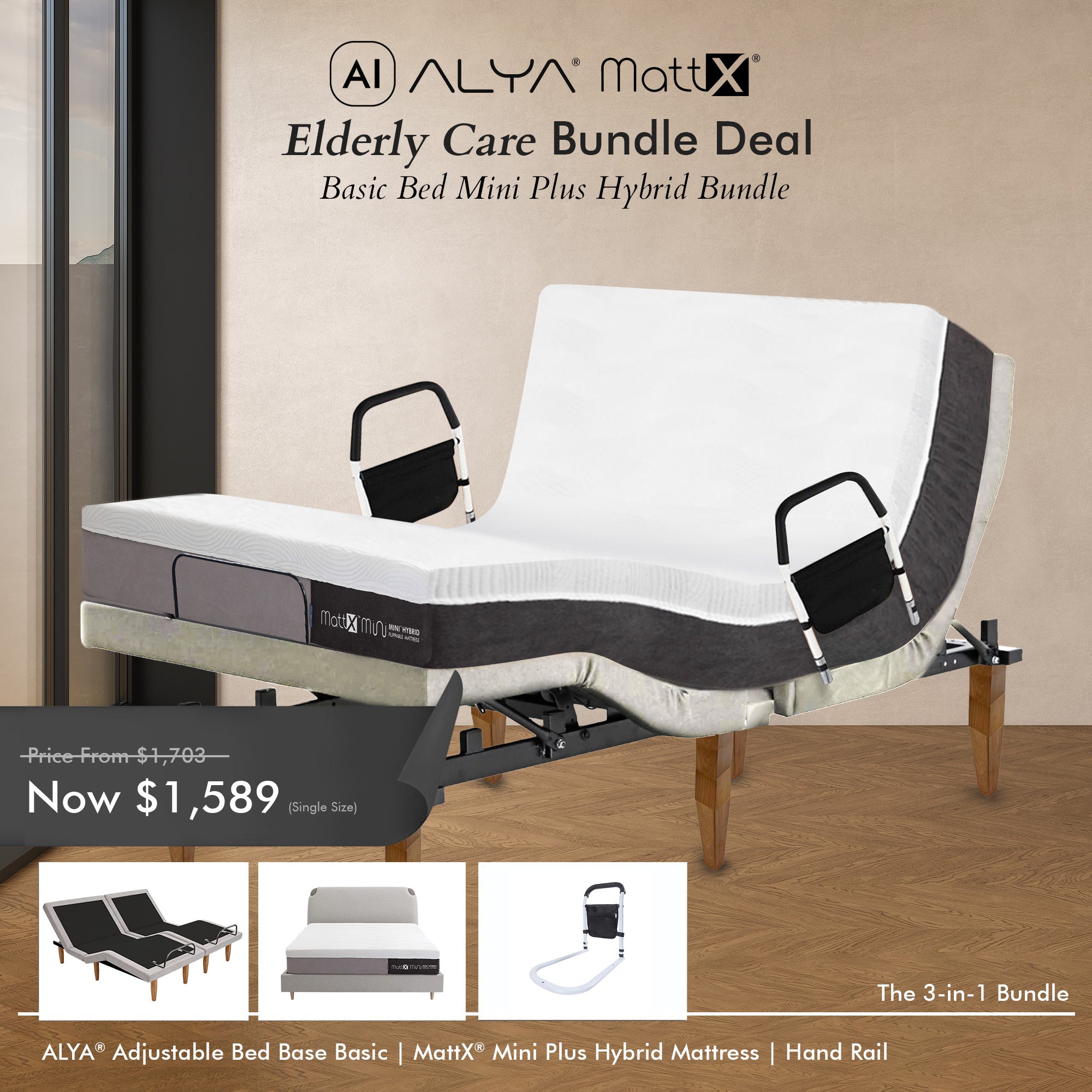 Elderly Care Basic Bed Mini Plus Hybrid Bundle