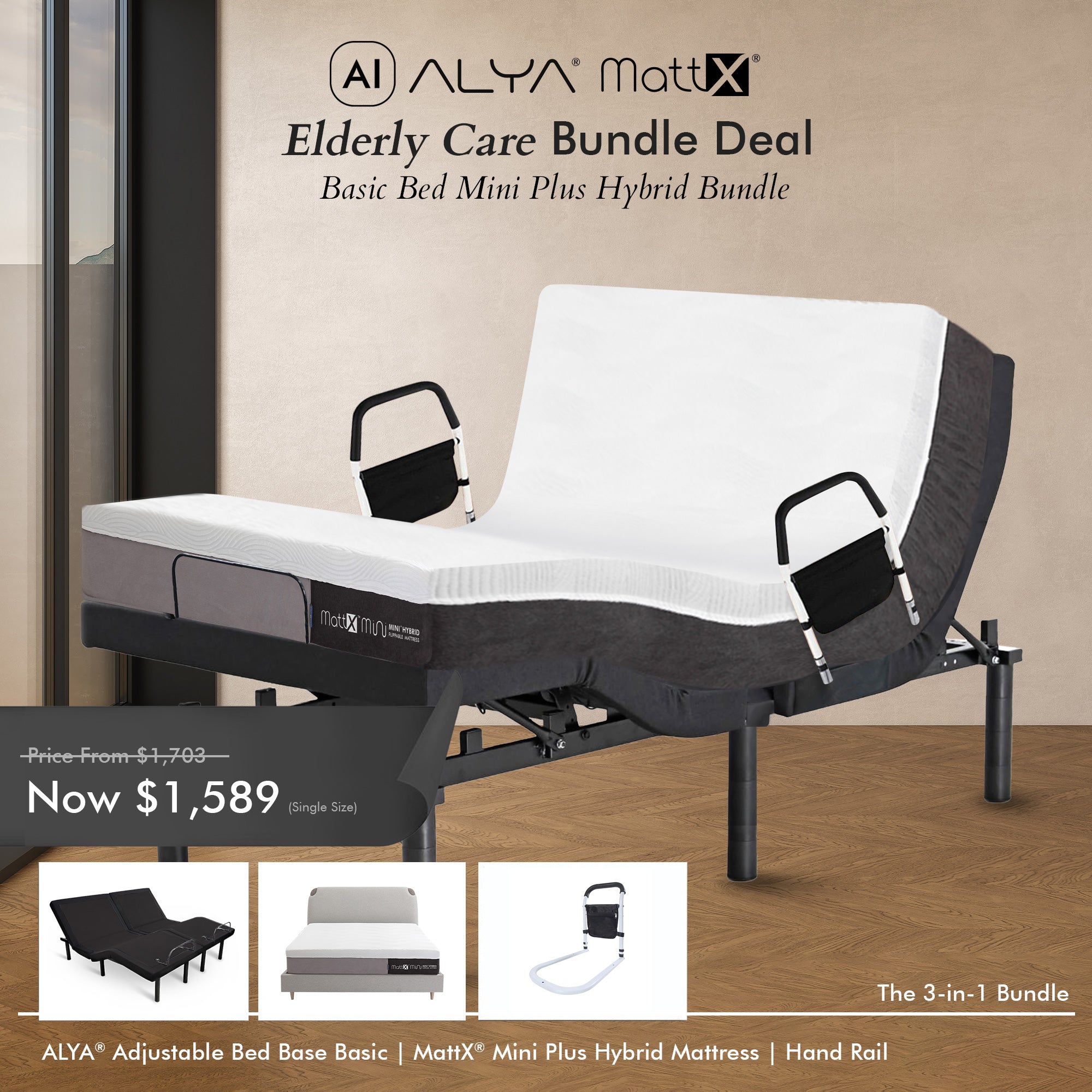 Elderly Care Basic Bed Mini Plus Hybrid Bundle