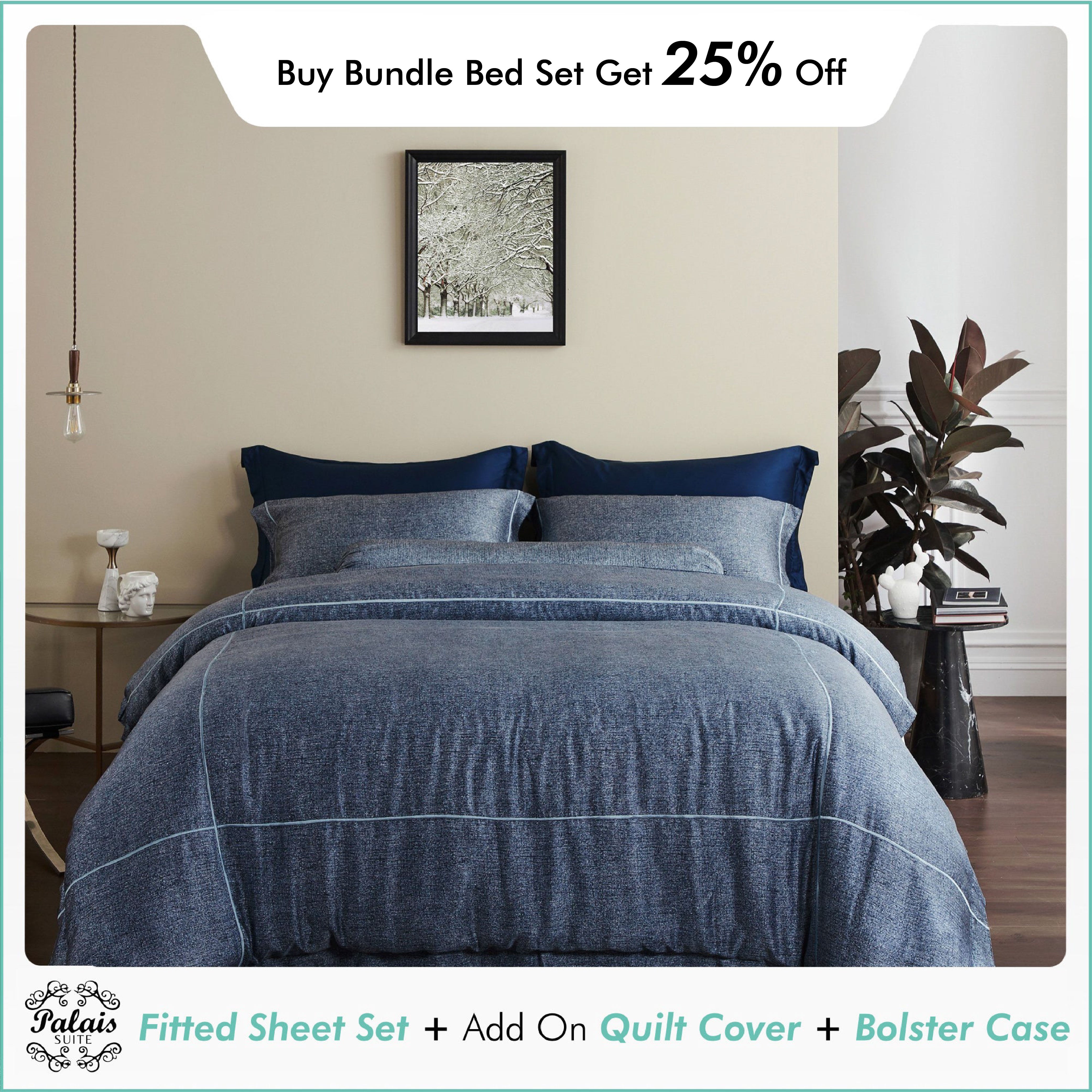 Palais Suite TENCEL™ Ocean Lined Fitted Sheet Set