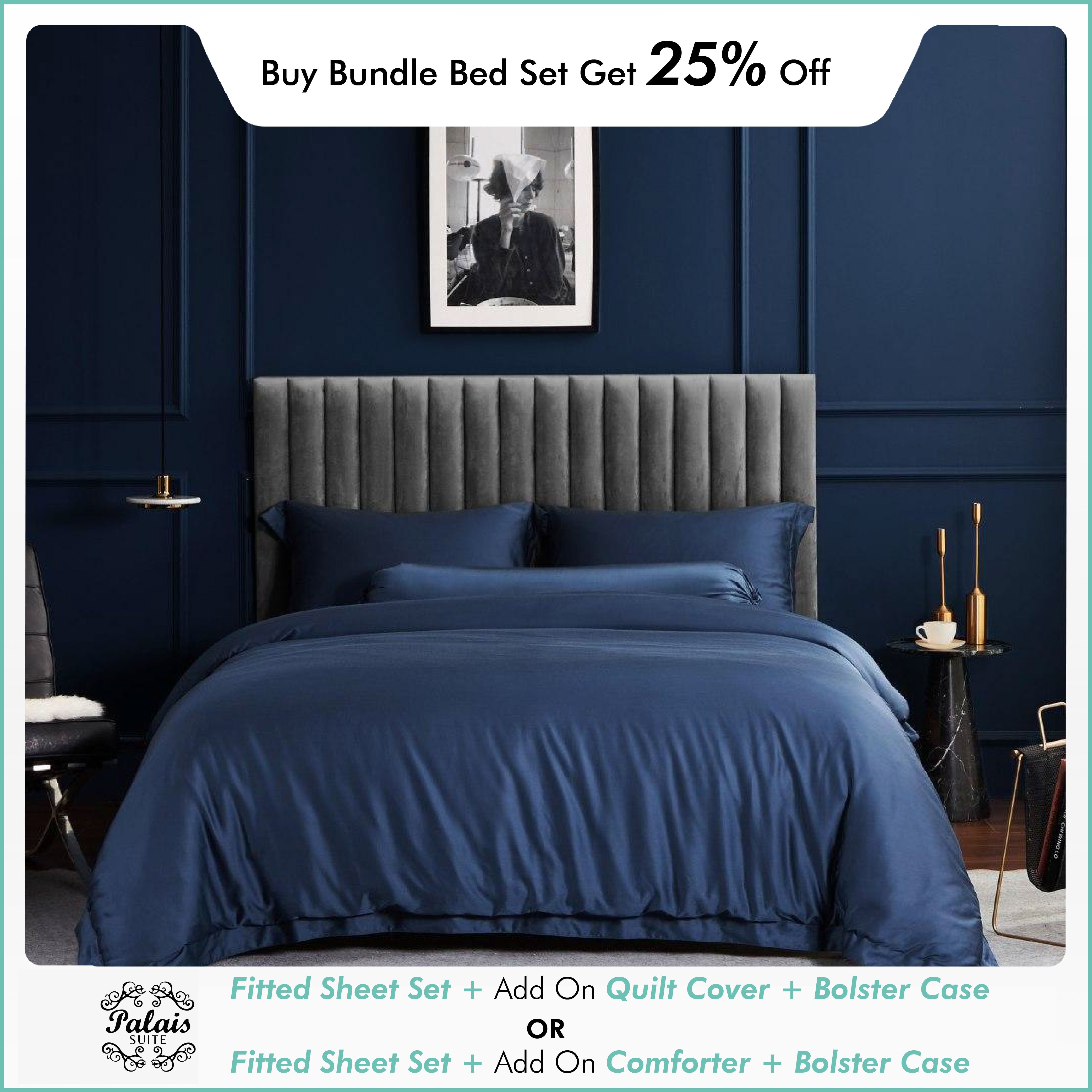 Palais Suite TENCEL™ LF Empress Blue Fitted Sheet Set
