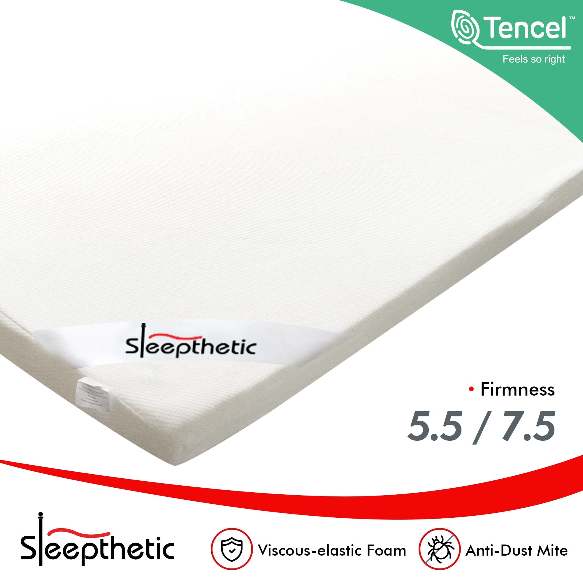 Sleepthetic™ Memory Foam Topper Mattress & Topper Sleepthetic 