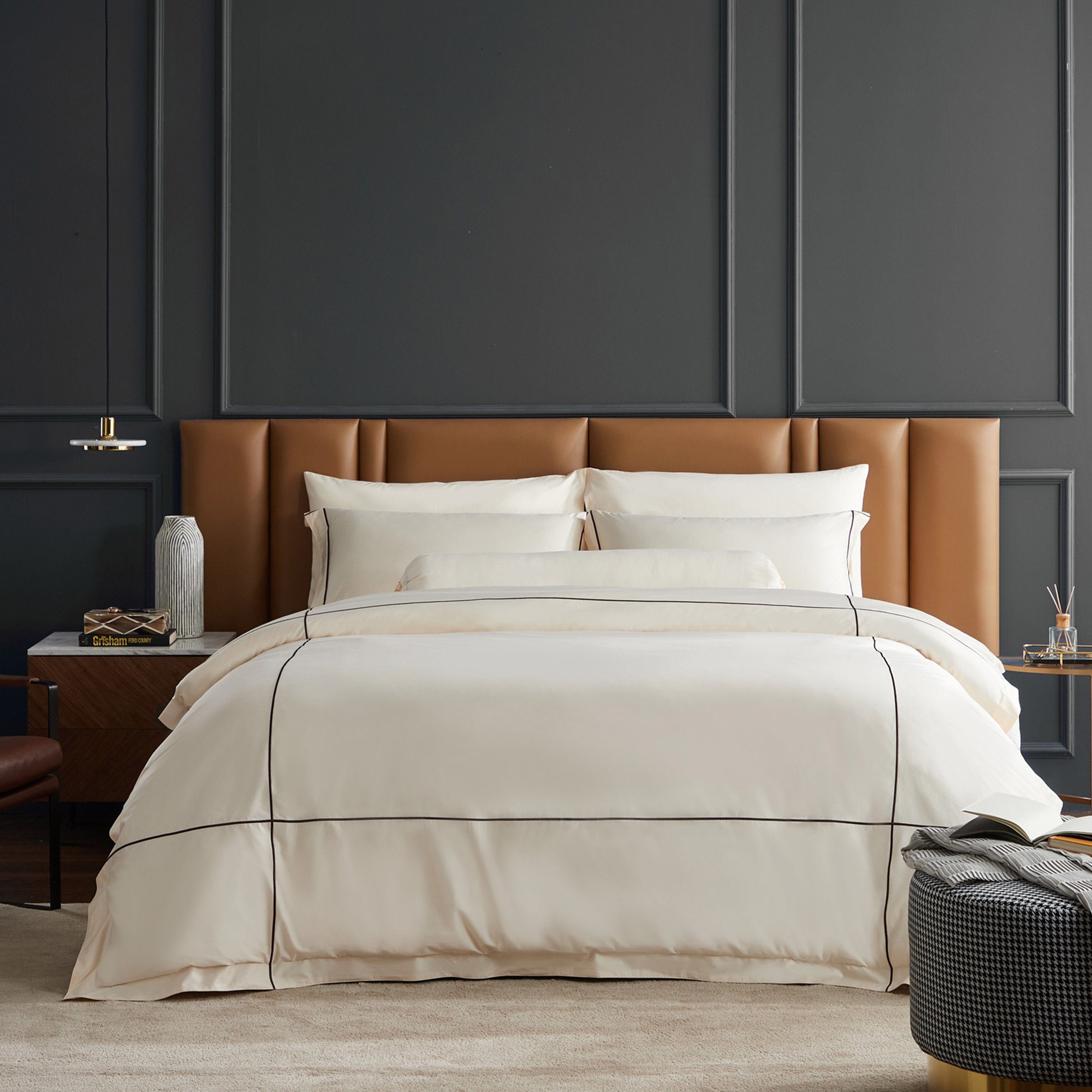 Hotelier Prestigio™ Freya With Umber Cross Border Fitted Sheet Set - Affairs Living Pte. Ltd.