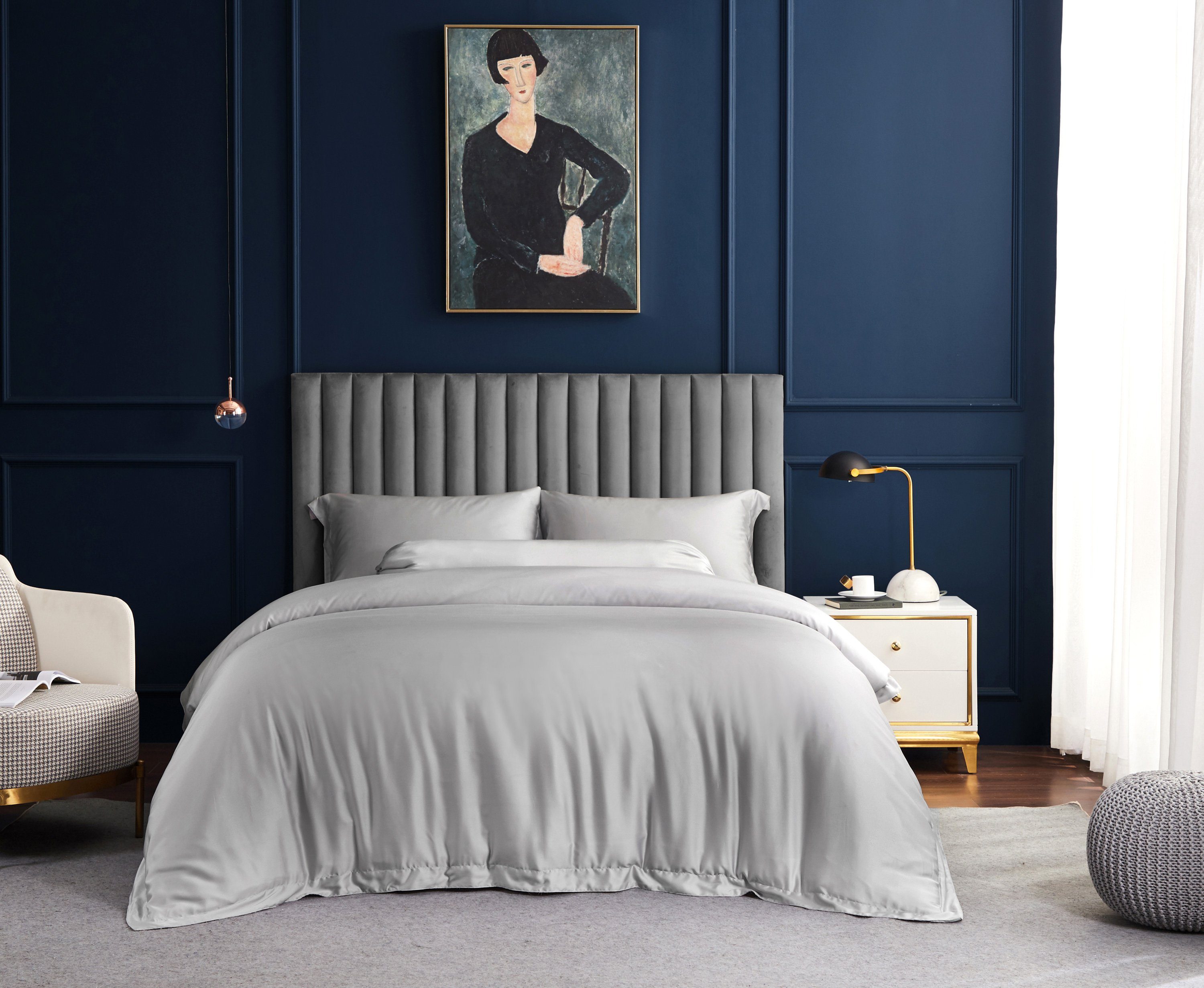 Palais Suite TENCEL™ LF Silvery Grey Fitted Sheet Set - Affairs Living Pte. Ltd.