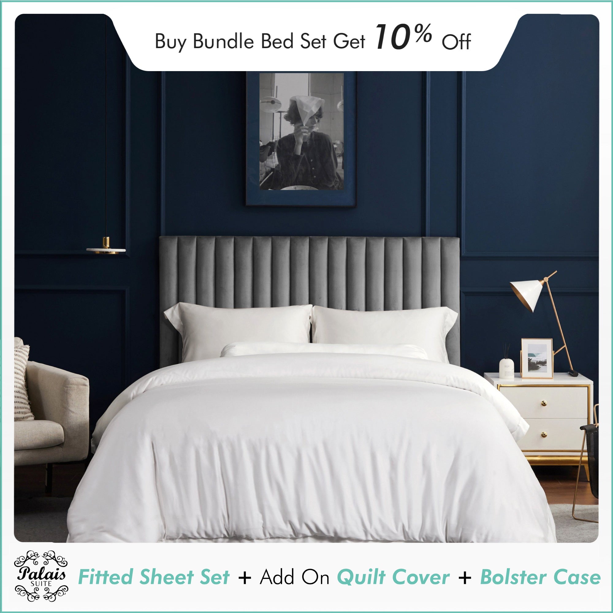 Palais Suite TENCEL™ LF Pearly White Fitted Sheet Set Fitted Sheet Palais Suite™ 