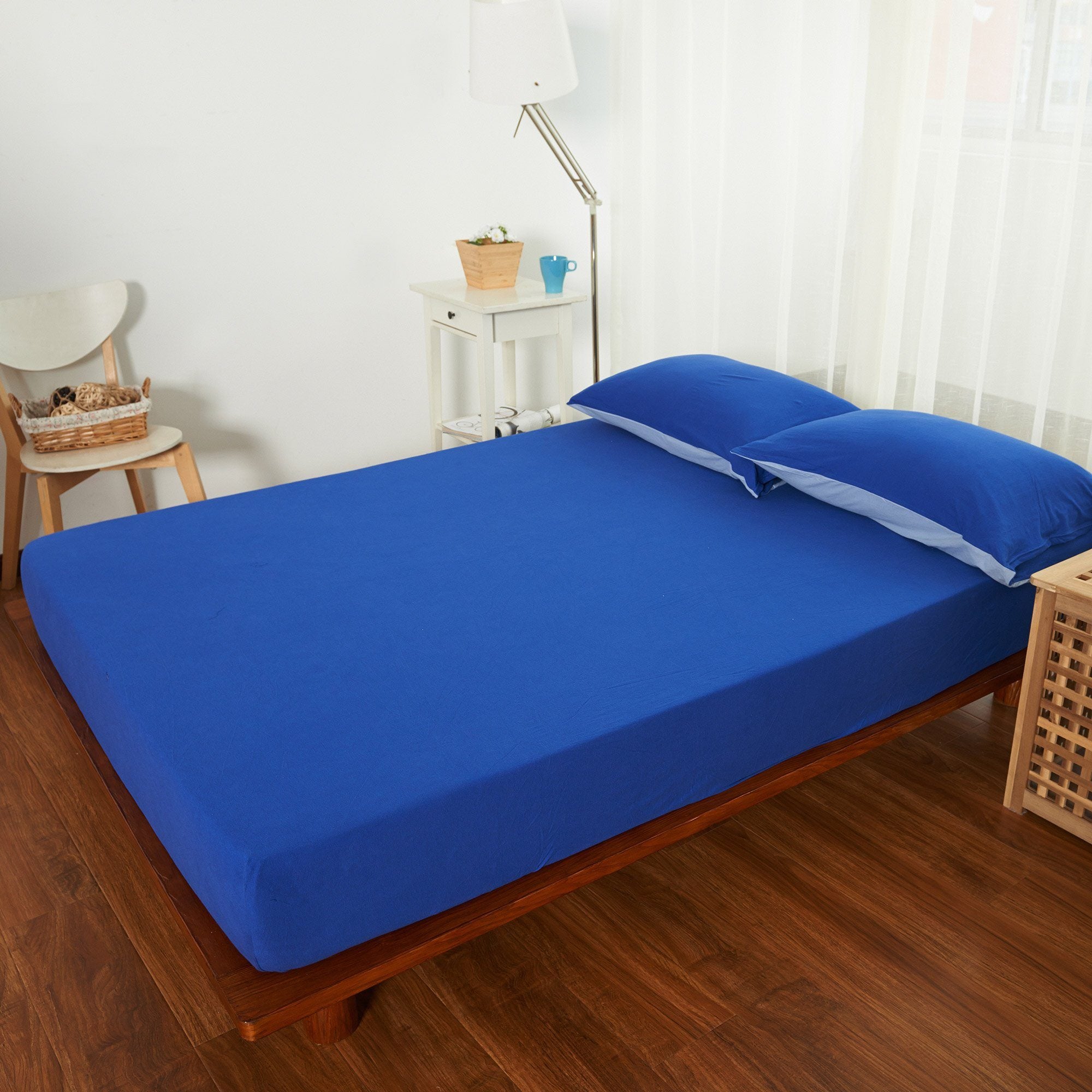 Cotton Pure™ Klein Blue Jersey Cotton Fitted Sheet Set - Affairs Living Pte. Ltd.