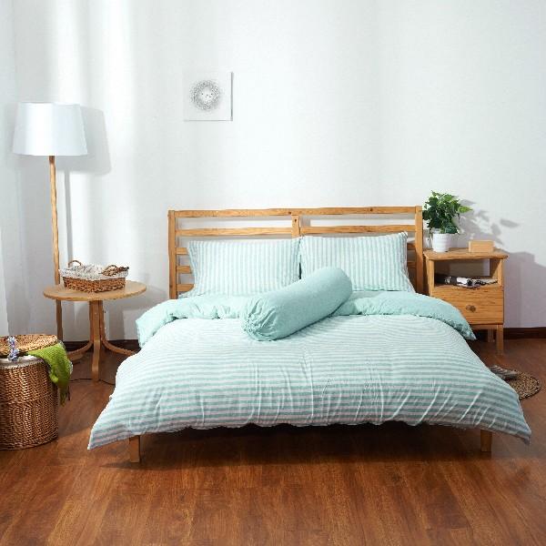 Cotton Pure™ Pale Green Stripe Jersey Cotton Fitted Sheet Set - Affairs Living Pte. Ltd.