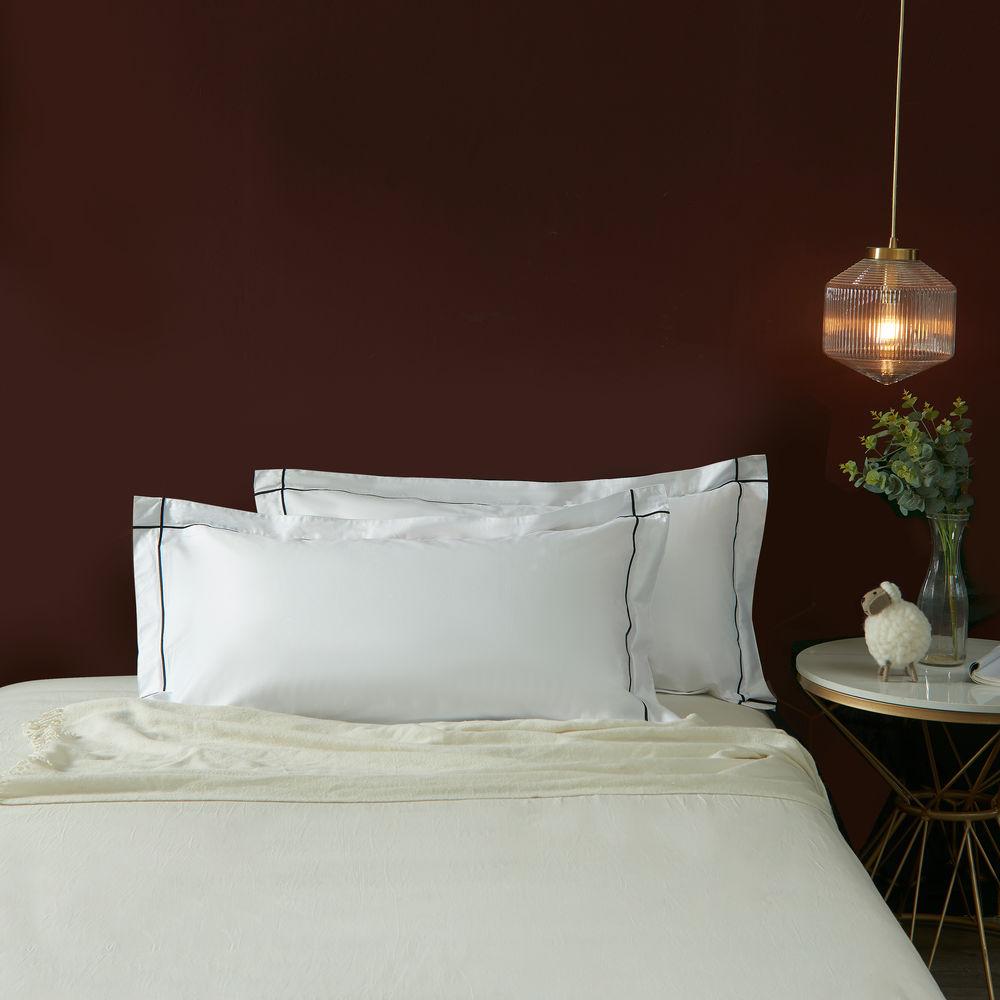 Hotelier Prestigio™ Black Check Embroidery King Sham - Bedding Affairs