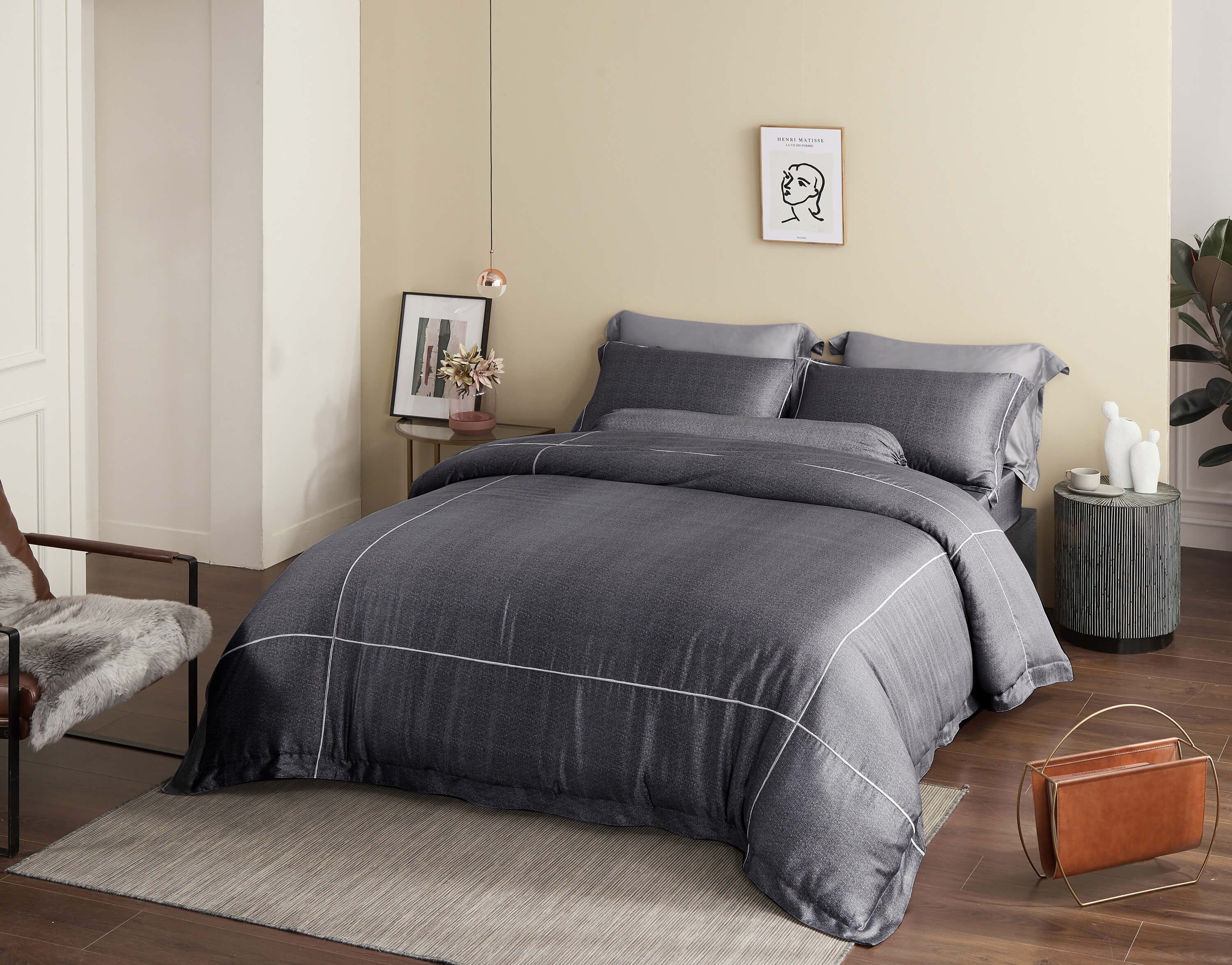 Palais Suite TENCEL™ Heather White Lined Quilt Cover - Affairs Living Pte. Ltd.